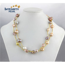 10-13mm AA Mixed Color Fashion Edison Freshwater Pearl Necklace Chain for Women